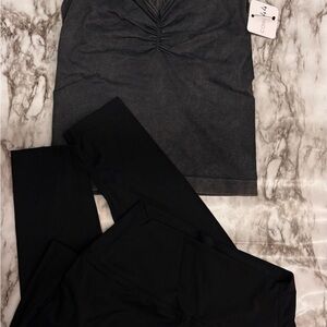 Core 44  Black Workout Set leggings with crop tank